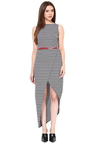 Image of Miss Chase Women's Multicolor Striped High Low Maxi Dresses