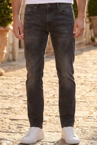 Image of Louis Philippe Men's Slim Fit Stretch Fabric for Comfort Premium Wash Aesthetic Authentic Twill and Durable Jeans