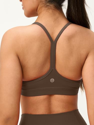 Image of Womens Y Back Padded Sports Bra Strappy U Neck Butter Soft Low Impact Workout Bras Yoga Pilates Walking