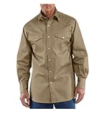 Carhartt Men's Ironwood Twill Work Shirt Snap Front Relaxed Fit,Khaki,X-Large