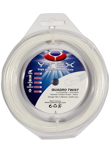 YTEX Quadro Twist White Tennis Racquet String Set (16L Gauge, 1.26mm)