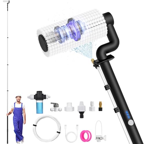 Electric Solar Panel Cleaning Kit, 20FT Solar Panel Cleaning Brush and Pole with Soap Dispenser...