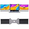 Monitor Portátil Triple, Extensor de Pantalla IPS FHD 1080P de 15 Pulgadas 0-180°/235° Giratorio Extensor de Pantalla de Monitor de Computadora Portátil Plegable Extensor de Doble(Gris espacial)