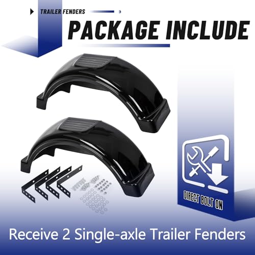 image for ECOTRIC 2 Pcs Trailer Fenders W/Steps Compatible with Single-Axle Trai