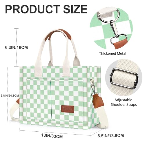Image of Canvas Tote Bag for Women with Pockets Crossbody Bag Tote Shoulder Handbags Casual Work Bags Everything Tote Bag