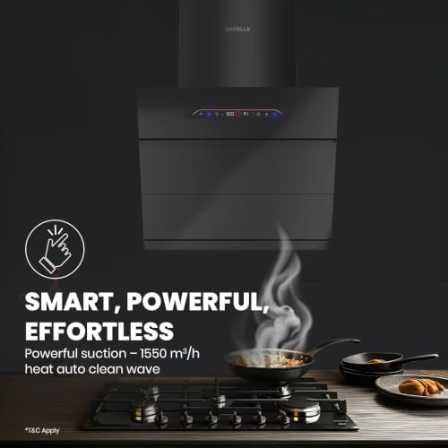Image of Havells Triton Pro Slant BLDC 60cm Glass Kitchen Chimney|Powerful 1550 m /hr Suction|Gesture & Touch Control|Auto Heat Clean|15 Yr Motor & 5 Yr Product Warranty by Manufacturer