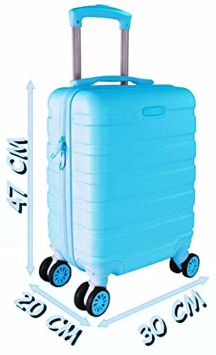 Mala De Viagem Pequena Bordo 10Kg Abs Rodinhas 360° De Mão Medidas Anac Azul Claro Masculina Feminin