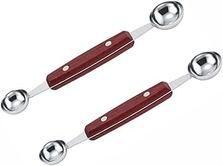Soro Essentials- Stainless Steel Double Sided Melon Baller with Wooden H...