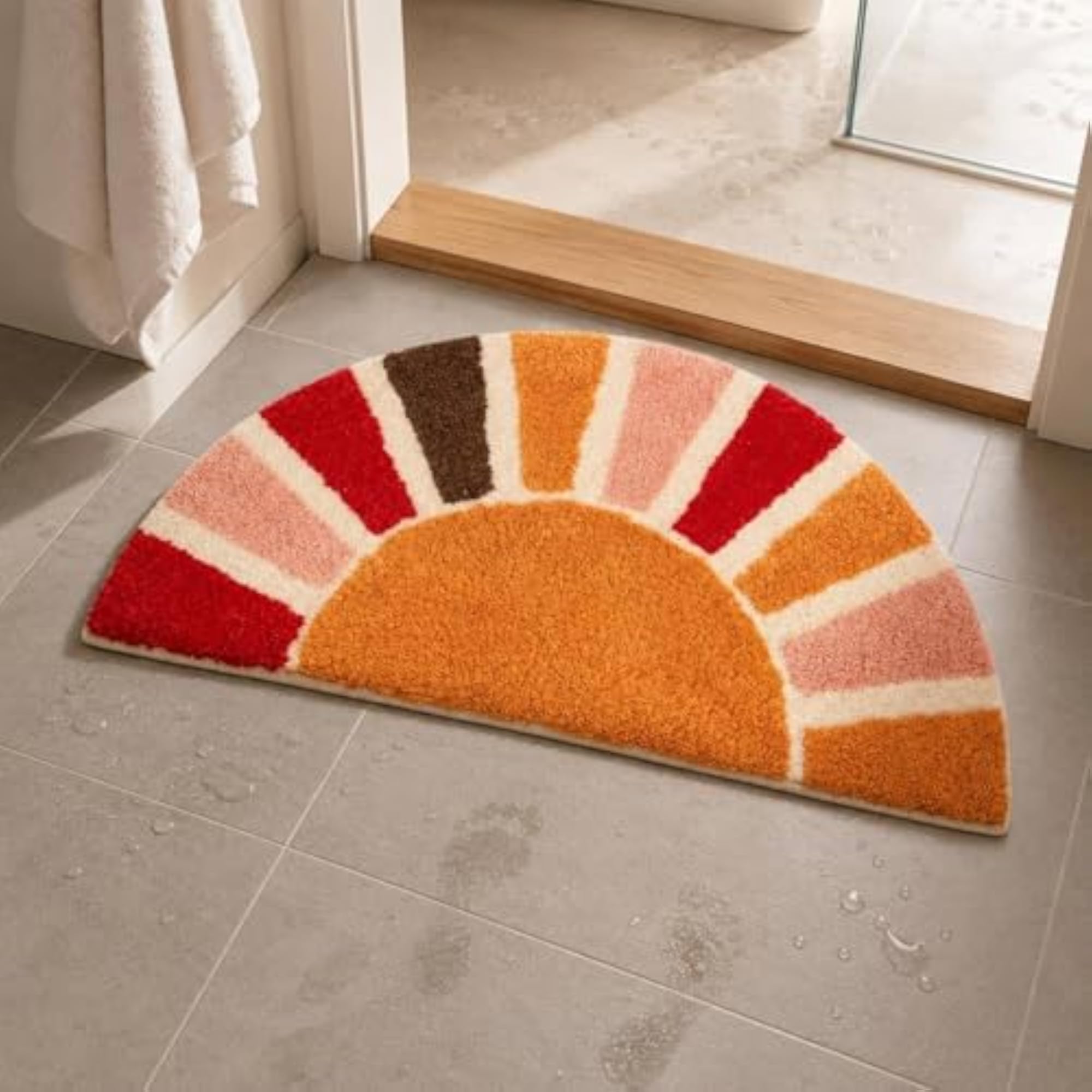 Faux Cashmere Soft Textured Semi-Circular Bath Mat
