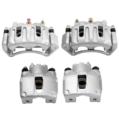 Image of TRQ Front and Rear Brake Caliper Set Zinc Coated Brackets Compatible with 1999-2001 Ford F 150 2002 Lincoln Blackwood