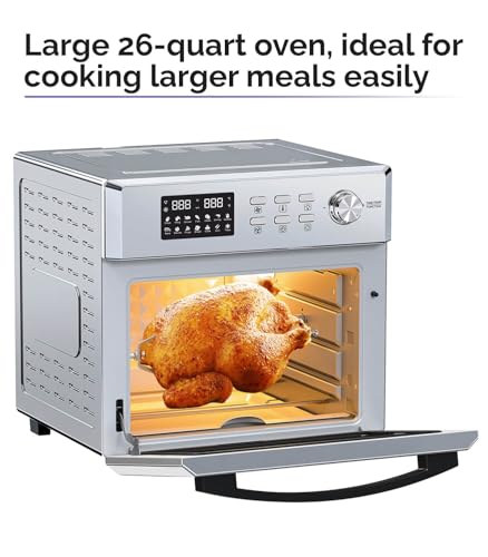 Image of MOI 1700W Air Fryer Toaster Oven - Convection Toaster Oven Air Fryer Combo with 12 Presets - Countertop Ovens for Baking & Frying with Digital Display, Dual Heating, Rotisserie & Dehydrate Function