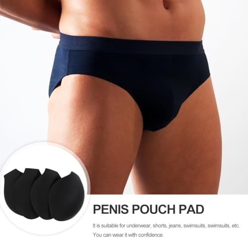 GALPADA 4pcs Men Bulge Sponge Cup，Underwear Bulge Enhancer Cup Enlarge Pad Enhancing Swimwear Front Pad Sponge Cup Black3
