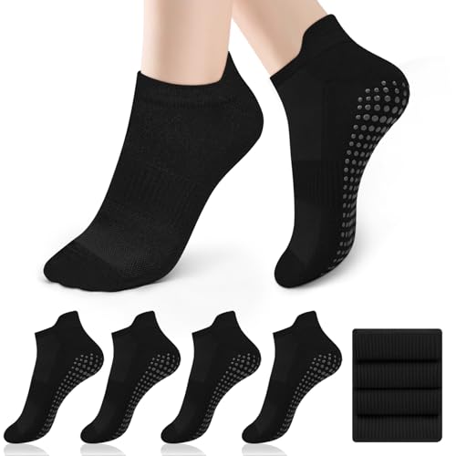 Vancle 4 Paar Pilates Socken Anti-Rutsch Damen 36-41, Yoga Socken Stoppersocken Ideal für Pilates Barre Ballett Tanz Trampolin Reha Fitness Reformer, Lange Grip Socks für Damen und Herren Vancle 4 Paar Pilates Socken Anti-Rutsch Damen 36-41, Yoga Socken Stoppersocken Ideal für Pilates Barre Ballett Tanz Trampolin Reha Fitness Reformer, Lange Grip Socks für Damen und Herren