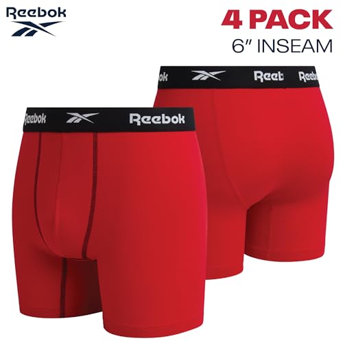 Reebok Mens Boxer Briefs Soft Athletic with Contour Pouch 4 Pack 6'' Inseam - image 3