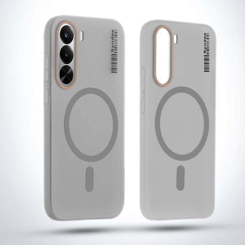Image of Mr. Case Back Cover for Realme P4x 5G Sleek Frosted Translucent Back Only Compatible with Wireless Magnetic Accessories | Anti-Scratch Shockproof Phone Case - Grey