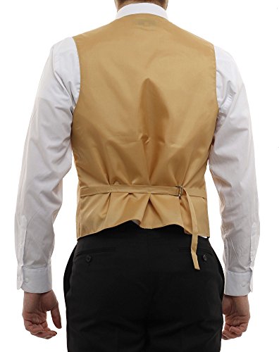 Vesuvio Napoli Men's Paisley Design Dress Vest & Necktie Gold Color Neck Tie Set Sz Med #TOP1