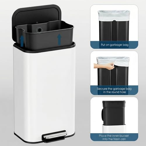 Caneca de basura rectangular de acero inoxidable 8 gal miniatura 4