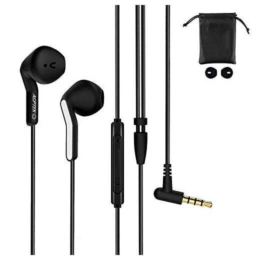Auriculares In-Ear con Microfono para Movil, AGPTEK Auriculares con Cable Estéreo con Control Remoto, Alta Definición, Potente Bajo, 3.5MM Jack para iPhone, Huawei, Samsung, Xiaomi -Negro