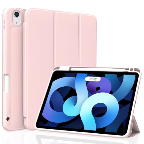 TXWLLIU Custodia per iPad Air 11 Pollici M3/M2 2025/2024 e iPad Air 10,9 Pollici 5a/4a Generazione 2022/2020 con Portapenne, Cover Trifold con Auto Sonno/Veglia, Rosa