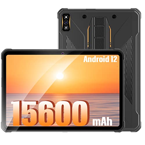 HOTWAV R5 Rugged Tablet 10.1 Inch, 15600mAh Battery Tablet 4GB + 64GB (1TB Expandable) Octa-Core, 16MP+16MP Camera Outdoor Tablet Android 12 Ip68 Waterproof Dual SIM 4G LTE/5G WiFi/Face ID/GPS/OTG Cover