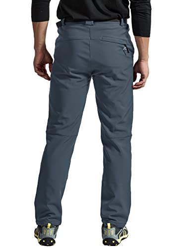 Tbmpoy Men's Snow Ski Waterproof Fleece Lined Pants Outdoor Hiking Mountain Softshell With Belt 01 Thick Grey Xxl #TOP6