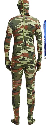 Image of Full Bodysuit Include Zipper Helper Unisex Spandex Stretch Adult Costume Zentai Disappearing Man Body Suit