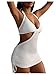 Milumia Women Beach Crochet Cover Up Dress Deep V Neck Summer Knit Swimwear Hollow Out Vacation Swimsuit Beige Small