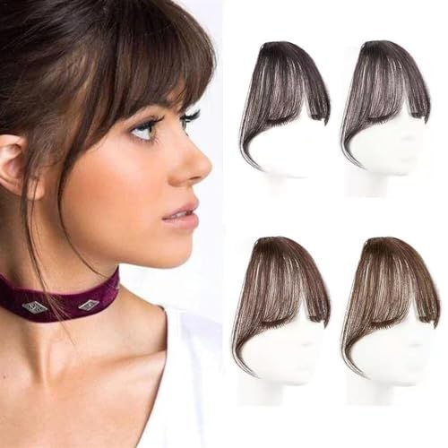 Frange a clip cheveux noir brunâtre : postiche invisible pour front et visage rond - 5
