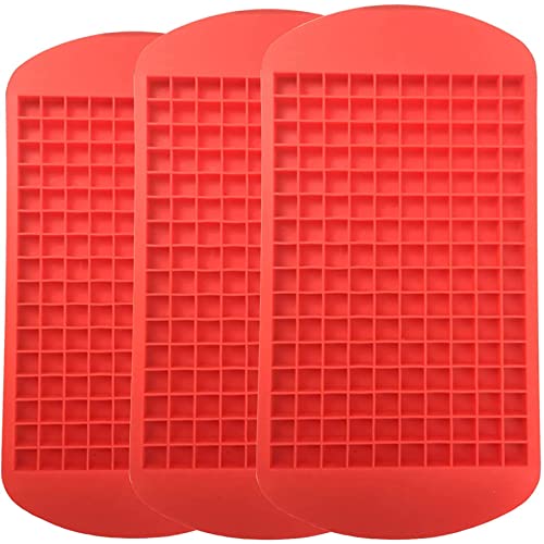 TopAufell Kleine Eiswürfelformen, Mini-Eiswürfelform, Silikon-Eiswürfelform, flexibel stapelbar, lebensmittelechtes Silikon, sichere Eiswürfelform für Küche und Bar, Partygetränke (rot) Cover