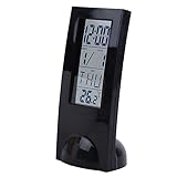 Cabilock Reloj Digital Multifuncional con Pantalla LED Transparente Termómetro Ajustable Calendario y Alarma Silenciosa para Escritorio Hogar Oficina Sin Batería Color Negro