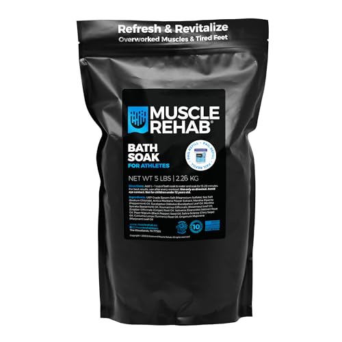 Muscle Rehab Refill: Epsom Salts with Arnica for Soaking for Pain-Magnesium Soak for Sports Recovery, Soak for Athletes with Essential Oils, and Turmeric - Hydrating Sore Muscle Bath Soak 5lb Bag
