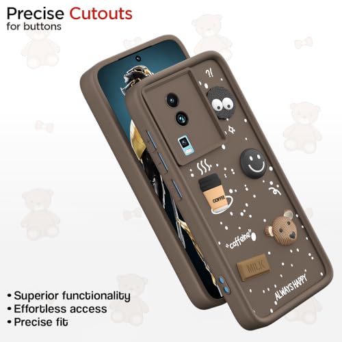 Image of Pikkme Back Cover for iQOO Neo 7 5G / Neo 7 Pro 5G | Cute Fun Cartoon 3D Bear Silicone Full Body Protection Bumper Cover (Brown)