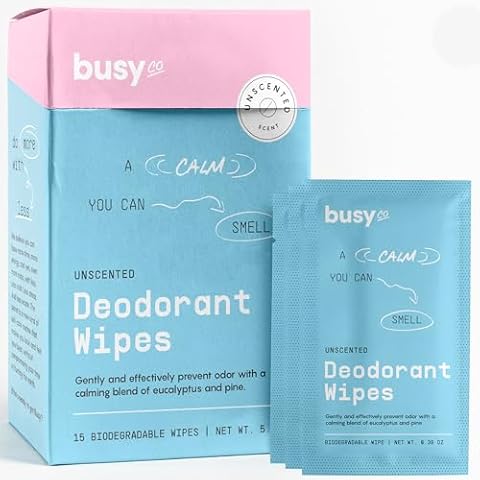 Calm Line Deodorant Wipes - 15ct Unscented Deodorant Wipes for Women w/Zinc, Prebiotics & Papaya - Deodorant Wipes Individually Wrapped - Sweat Wipes for Gentle Brightening, Odor Control & Cleansing Cover