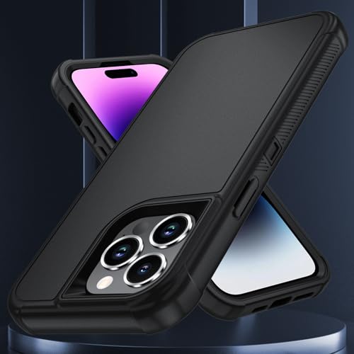 Image of SunStory Compatible with iPhone 14 Pro Case with HD Screen Protector, 3-Layer Heavy Duty Full-Body Cover,3 in 1 Hybrid Protective Case for iPhone 14 Pro 6.1 inch,Black
