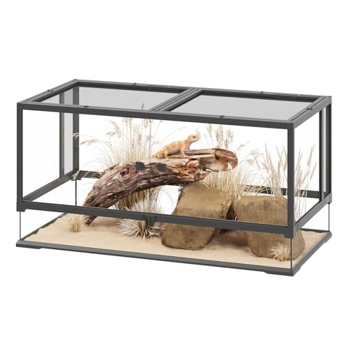 Erinnyees 50 Gallon Reptile Terrarium, Front Opening Reptile Tank with Top Screen Ventilation, Bearded Dragon Tank with Heating Pad Space and Sliding Cable Outlet for Lizard, Snakes, Turtles