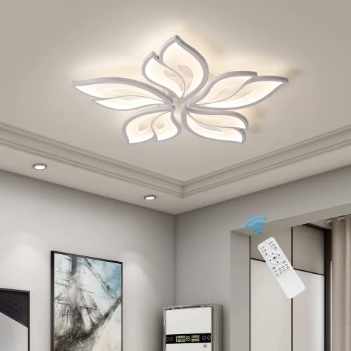 Plafonnier LED Moderne pour Salon, Lustre de Plafond Dimmable Ambiance Chambre et Repas
