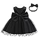 LZH Baby Mädchen Rüschen Spitze rückenfrei mit Kopfbedeckung, Schleife, Blumenkleid, Festzug, Party, Hochzeit, Schwarz, 6-12 Monate
