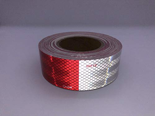 Dot-C2 Red/White Reflective Safety Tape,Conspicuity Tape,2 Inch X 75 Ft - For Vehicles,Trailers,Boats,Signs #TOP2
