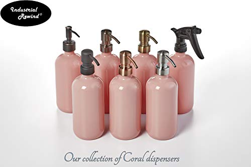 Coral Soap Or Lotion Dispenser - 16Oz Glass With Oil Rubbed Bronze Metal Pump And Non Slip Silicone Coaster (Coral/Orb) #TOP5