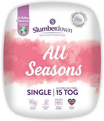 Slumberdown All Seasons 15 Tog (4.5 Tog + 10.5 Tog) Super King Size Bed 3 in 1 Combination All Seasons Super King Size Bed Duvet