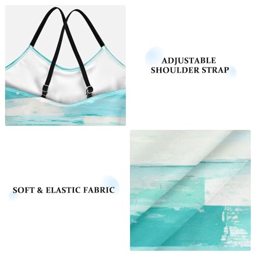 KLL Teal Turquoise Green Painted Wood Toddler Girls 1 Piecing Bathing Suit Summer Swimwear Adjustable Strap UPF 50+3