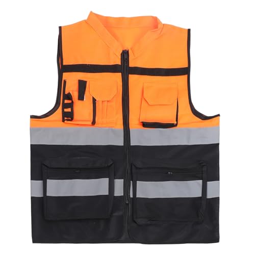 Haofy Chaleco de Seguridad de Alta Visibilidad para Construcción Chaleco Unisex con Bolsillo, Reflectante, de Doble Tono, Clase 2, de 1 Pieza, para Trabajadores (L)