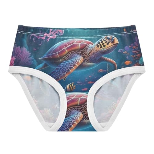 Turtle Coral Reef Deepsea Girls Underwear Toddlers 2t Cotton Little Girl Panties Pattern Briefs Girls Undies