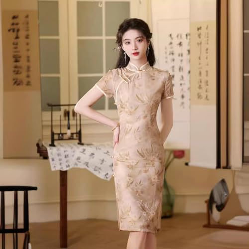Robe d'été style chinois cheongsam fluide pour sorties et terrasses