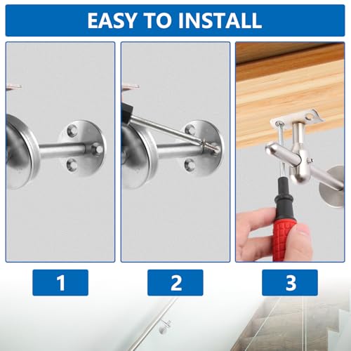 GBACHOOSE 2 Stück Handlaufhalter Verstellbare, 150 mm Handlauf Halterung Edelstahl Treppengeländer Innen Wandhalter Zubehör Handlaufträger, Handlaufhalterungen für Handlauf, Treppengeländer