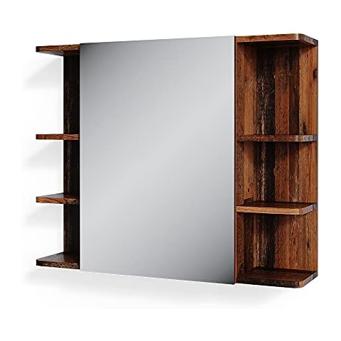 Vicco Fynn Bathroom Mirror Cabinet, Antique Wood Cover