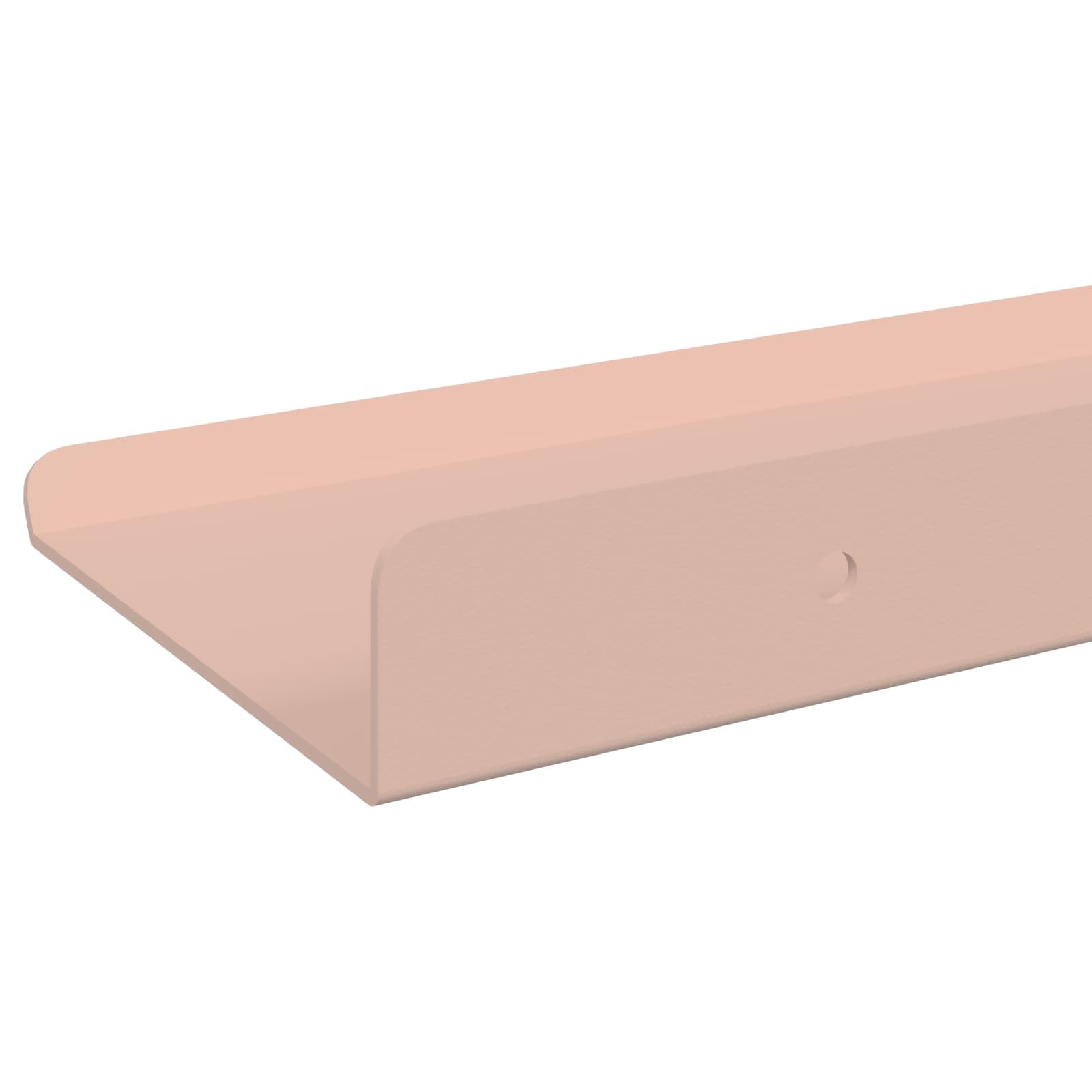 Schwebendes Wandregal aus Stahl 4er Set Rosa matt 80 x 9 x 2,5 cm, hängeregal, Bücherregal, Küchenregal, Badregal für Aufbewahrung und Deko
