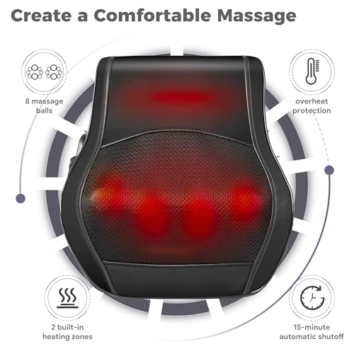 Brelley Neck and Back Massager for Pain Relief Deep Tissue with Heat, Shiatsu Shoulder Massager with Bi-Directional Rotating Head for Neck, Back, Shoulders, and Legs
