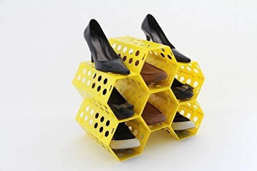 Sapateira Colmeia 6 Cavidades Porta Hall Quarto - Diversas Cores Cor:Amarelo