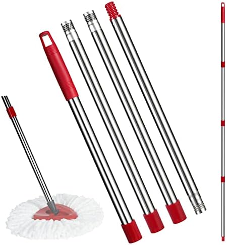 Mop Replacement Handle - Stainless Steel Mop/Broom/Brush Replace Handle Compatible with O Cedar Spin Mop Head Refills, 4 Sections Combinable from 35" to 59", American Threaded End Joint